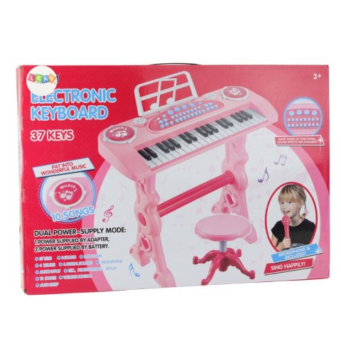 Elektroniczne Pianinko Dla Dzieci Z Mikrofonem 37 Klawiszy Różowy