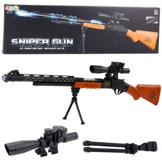 Karabin Snajperski Zabawkowy AK-528 Celownik Statyw Światła Dźwięki