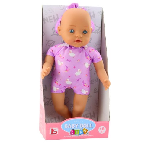 Lalka Niemowlę w Fioletowym Body Miękki Brzuszek Opaska Z Kokardką 31 cm