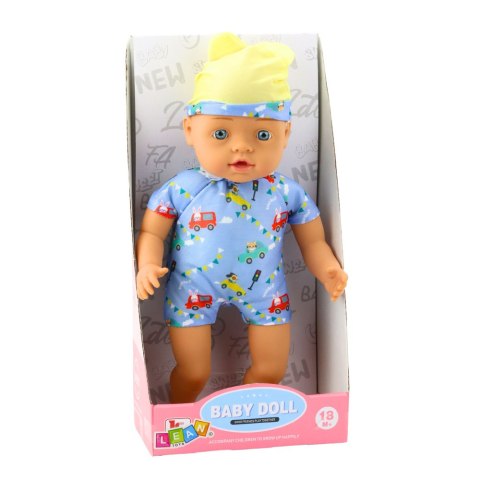 Lalka Bobas Niebieskie Ubranko z Wzorami Czapeczka z Uszami 31cm