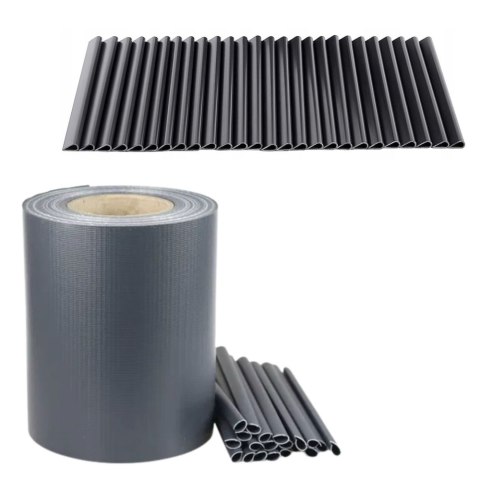 Taśma Ogrodzeniowa Ochrona UV 20 Klipsów Szara 450 g/m² 19x35m