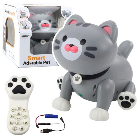 Interaktywny Robot Kotek Zdalnie Sterowany RC Pilot Szary