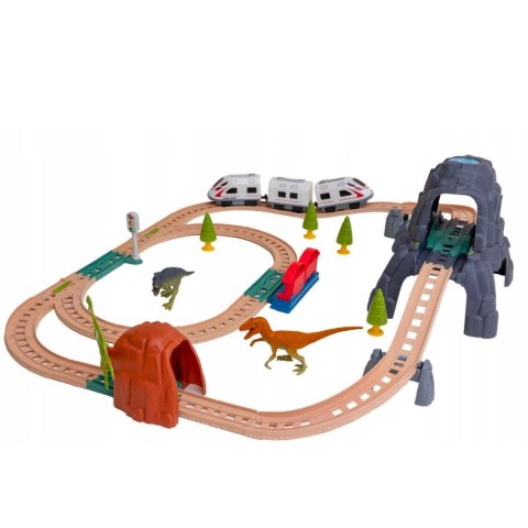 Kolejka Elektryczna Interaktywna Pociąg Wagony Tunel Wulkan Dinozaury 95 cm
