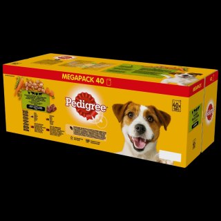 Pedigree Mokra Karma Dla Dorosłych Psów Saszetka Mix Smaków (Z Kurczakiem I Warzywami, Z Wołowiną I Warzywami, Z Indykiem I Marc