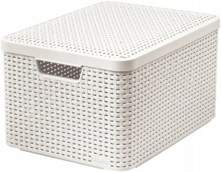 Curver Koszyk Z Pokrywą Rattan Style Kremowy L