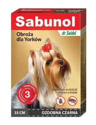 Laboratorium DermaPharm Sabunol Ozdobna Czarna Obroża Dla Yorków 35 cm