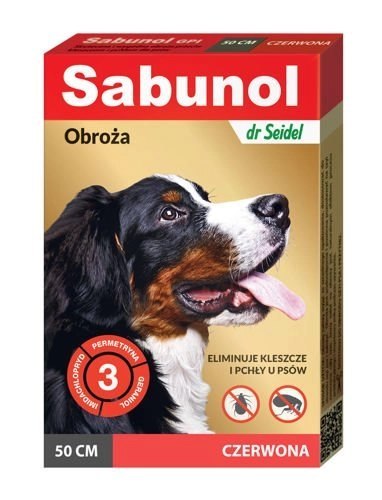 Laboratorium DermaPharm Sabunol Czerwona Obroża Przeciw Pchłom I Kleszczom Dla Psa 50cm