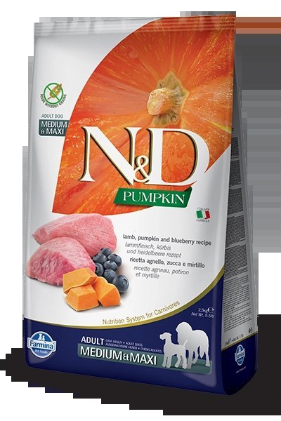 Farmina N&D Pumpkin Grain Free Canine Adult Medium&Maxi Lamb&Blueberry 12kg