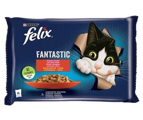 Felix Wiejskie Smaki W Galaretce Z Wołowina I Kurczakiem 4x85g
