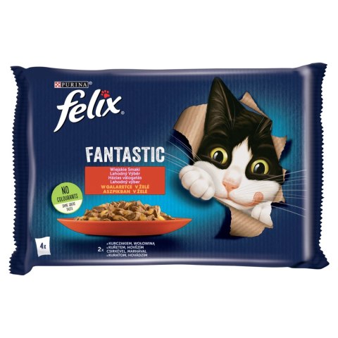 Felix Wiejskie Smaki W Galaretce Z Wołowina I Kurczakiem 4x85g