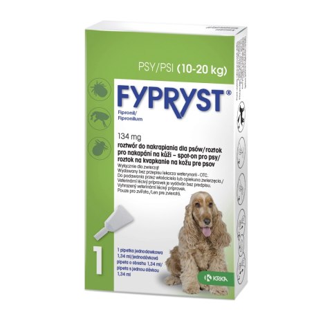 Krka Fypryst Spot On Krople Dla Psa Na Pchły I Kleszcze 10-20kg 134mg/1,34ml 1 Pipeta