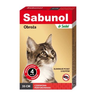 Sabunol Obroża Przeciw Pchłom Dla Kota Czerwona 35cm