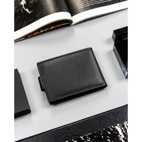 Czarny portfel męski ze skóry naturalnej z systemem RFID - 4U Cavaldi