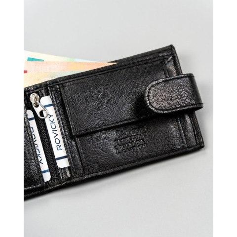 Czarny portfel męski ze skóry naturalnej z systemem RFID - 4U Cavaldi