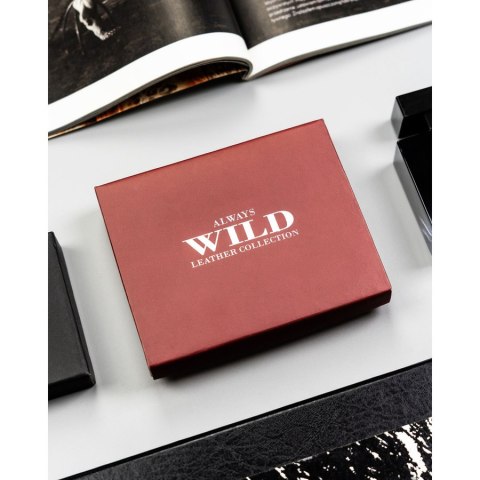 Mały, skórzany portfel męski w czarnym kolorze z systemem RFID - Always Wild