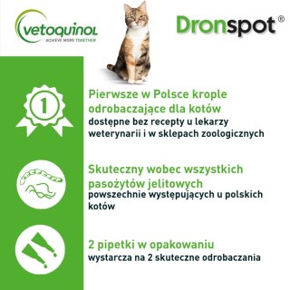VETOQUINOL Dronspot krople odrobaczające spot-on dla średnich kotów 2,5-5 kg (2 x 0,7 ml)
