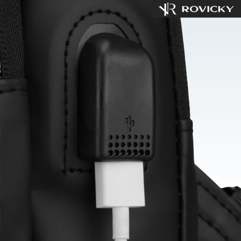 Czarna saszetka męska na ramię wykonana ze skóry ekologicznej - Rovicky