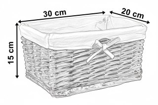 Koszyk wiklinowy 30x20x15 cm - biało-szary