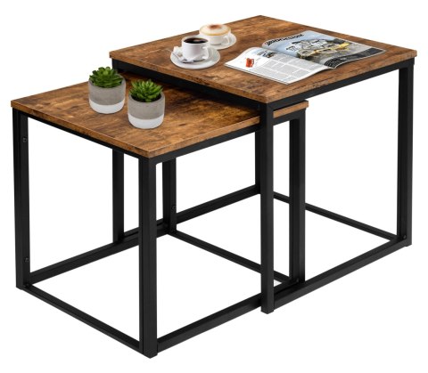Stoliki kawowe loft PRAVEN RUSTIC postarzany dąb