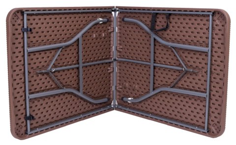 Zestaw cateringowy Rattan brąz stół 180 cm+ 2 ławki