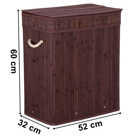 Kosz na pranie bambusowy z pokrywą 100L wenge
