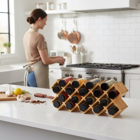 Stojak bambusowy na przyprawy KOCHEN 18 słoików