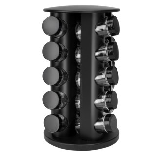 Stojak na przyprawy obrotowy ROTOR BLACK 20 słoiczków + 72 naklejki