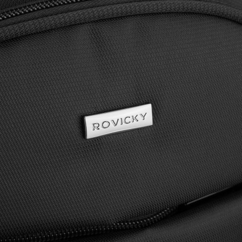 Pojemny plecak podróżny do samolotu wykonany z poliestru w czarnym kolorze - Rovicky