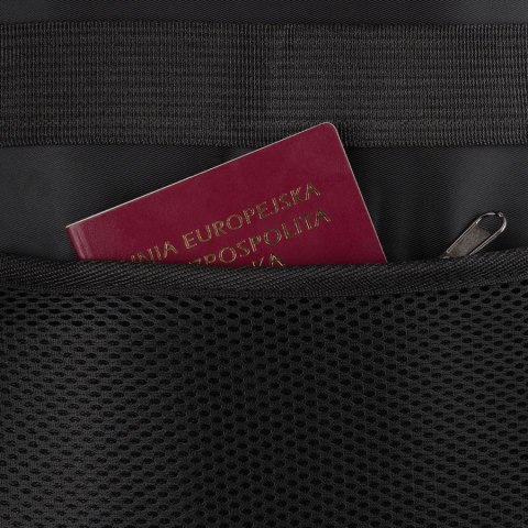Pojemny plecak podróżny do samolotu wykonany z poliestru w czarnym kolorze - Rovicky
