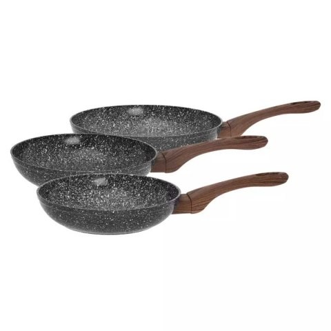 3 PATELNIE GRANITOWE GRANIT WOOD KINGHOFF KH-1030