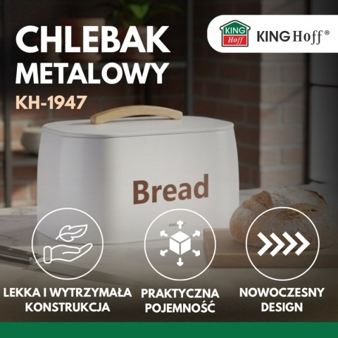 CHLEBAK POJEMNIK STALOWY NA PIECZYWO KINGHOFF KH-1947 BIAŁY