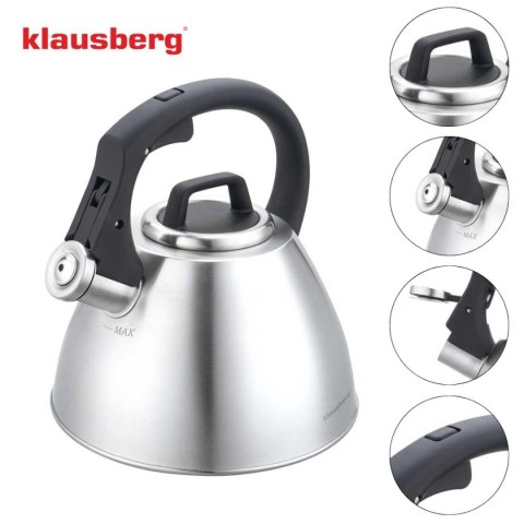 CZAJNIK STALOWY Z GWIZDKIEM 2,5L KLAUSBERG KB-7951