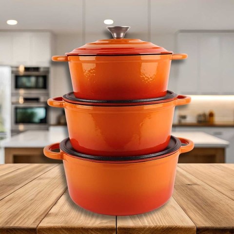 EMALIOWANY GARNEK ŻELIWNY 24cm 4L HAGE ORANGE