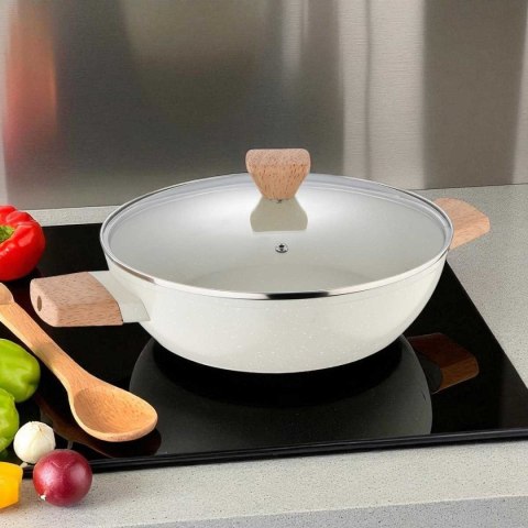 GARNEK MARMURKOWY PŁASKI 28cm Z POKRYWĄ BERGNER BG-34747 NATURALLY