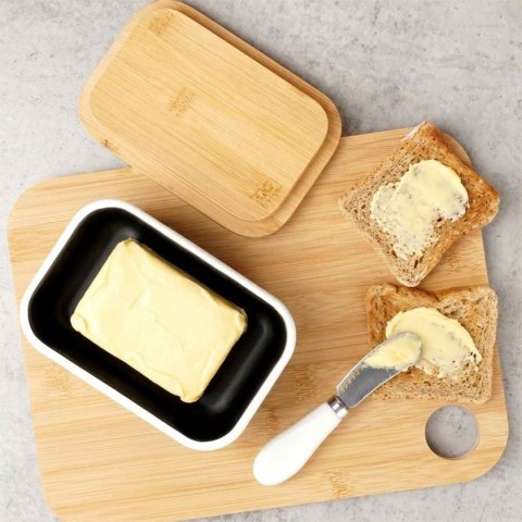 MASELNICZKA MASELNICA METALOWA Z NOŻYKIEM CZARNA 139516
