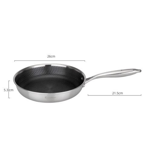 PATELNIA STALOWA 26cm Z POWŁOKĄ PLASTER MIODU E-7548