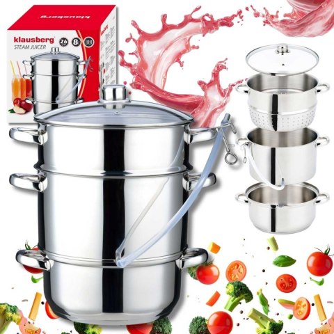 SOKOWNIK PAROWY 8L INDUKCJA GAZ KLAUSBERG KB-9032 GARNEK DO SOKU