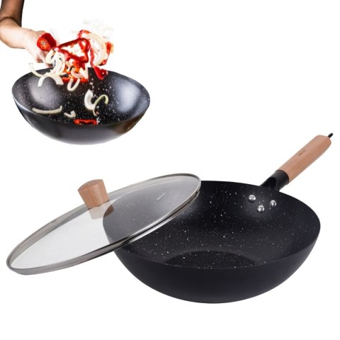 WOK Z POKRYWĄ Z POWŁOKĄ MARMURKOWĄ 30cm KINGHOFF KH-1984