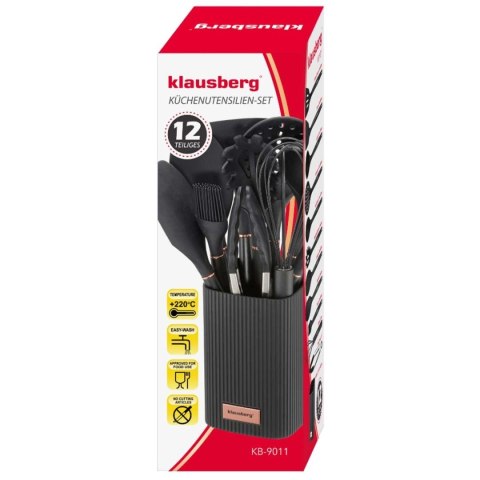 ZESTAW 12 SILIKONOWYCH PRZYBORÓW KUCHENNYCH W STOJAKU KLAUSBERG KB-9011