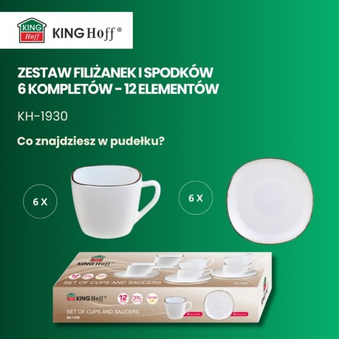 ZESTAW KAWOWY 6 FILIŻANEK ZE SPODECZKAMI KINGHOFF OPAL KH-1930