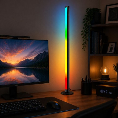 Lampa Podłogowa LED Narożna Stojąca RGB Tryb Muzyczny Aplikacja Pilot 90cm