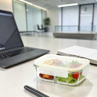 SZKLANY POJEMNIK 1300ml LUNCH BOX Z PRZEGRODĄ SZCZELNY 5624