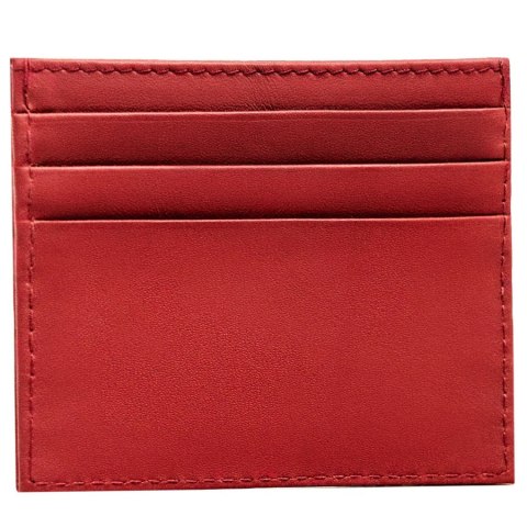Eleganckie, czerwone etui na karty ze skóry naturalnej
