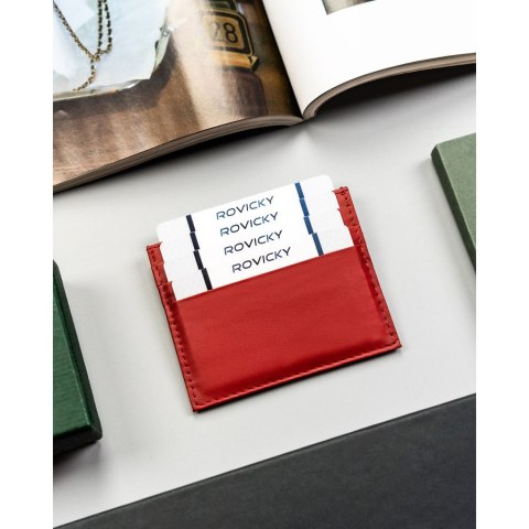 Eleganckie, czerwone etui na karty ze skóry naturalnej