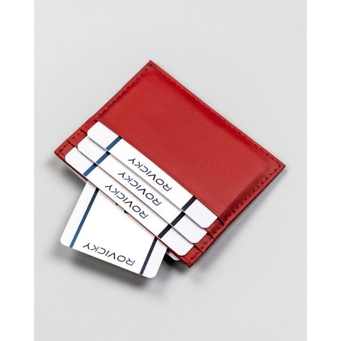 Eleganckie, czerwone etui na karty ze skóry naturalnej