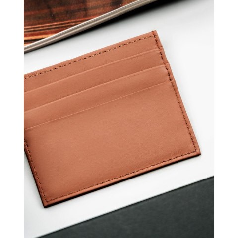 Eleganckie etui na karty ze skóry naturalnej w jasnobrązowym kolorze