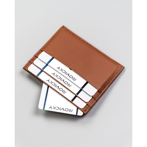 Eleganckie etui na karty ze skóry naturalnej w jasnobrązowym kolorze