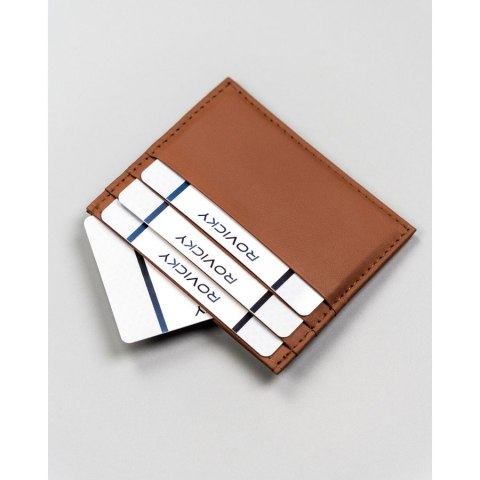 Eleganckie etui na karty ze skóry naturalnej w jasnobrązowym kolorze