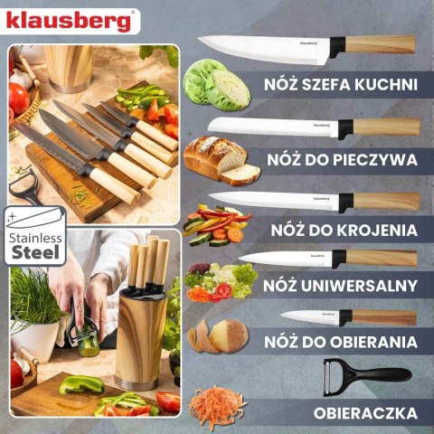 ZESTAW NOŻY KUCHENNYCH W BLOKU KLAUSBERG KB-9036
