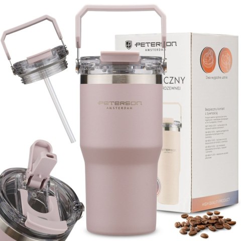 Jasnofioletowy kubek termiczny ze stali nierdzewnej o pojemności 600ml - Peterson